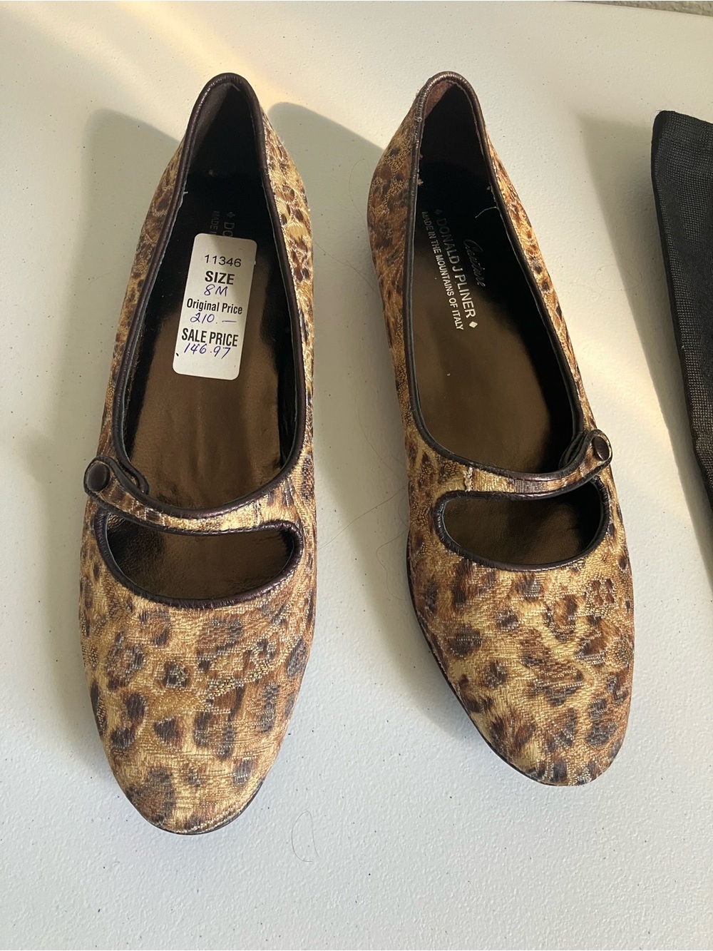 Donald Pliner Woven Leopard Print Mary Jane Flats - Picture 4 of 13
